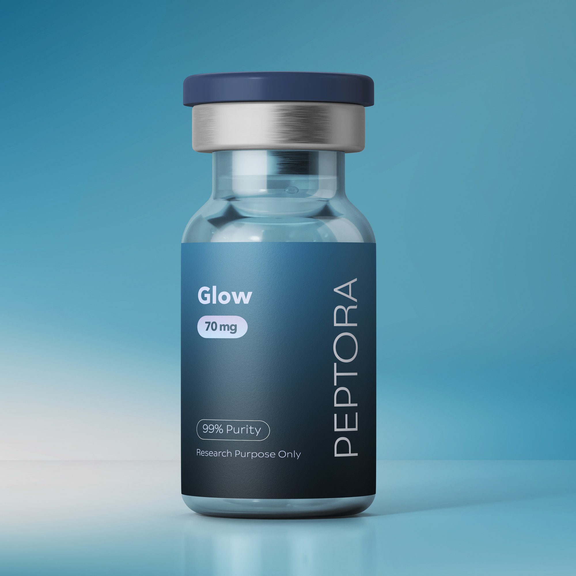 Peptora GLOW research peptide blend vial, 99%+ purity